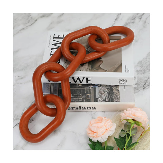 Wood Chain Link Decor / Brown / 22"D x 3.9"W