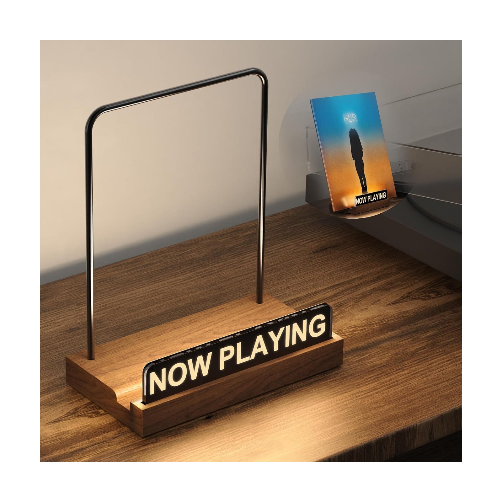 Now Playing Vinyl Record Stand , Light Up Album Display Holder , Vinyl Record Display , Album Player Stand with