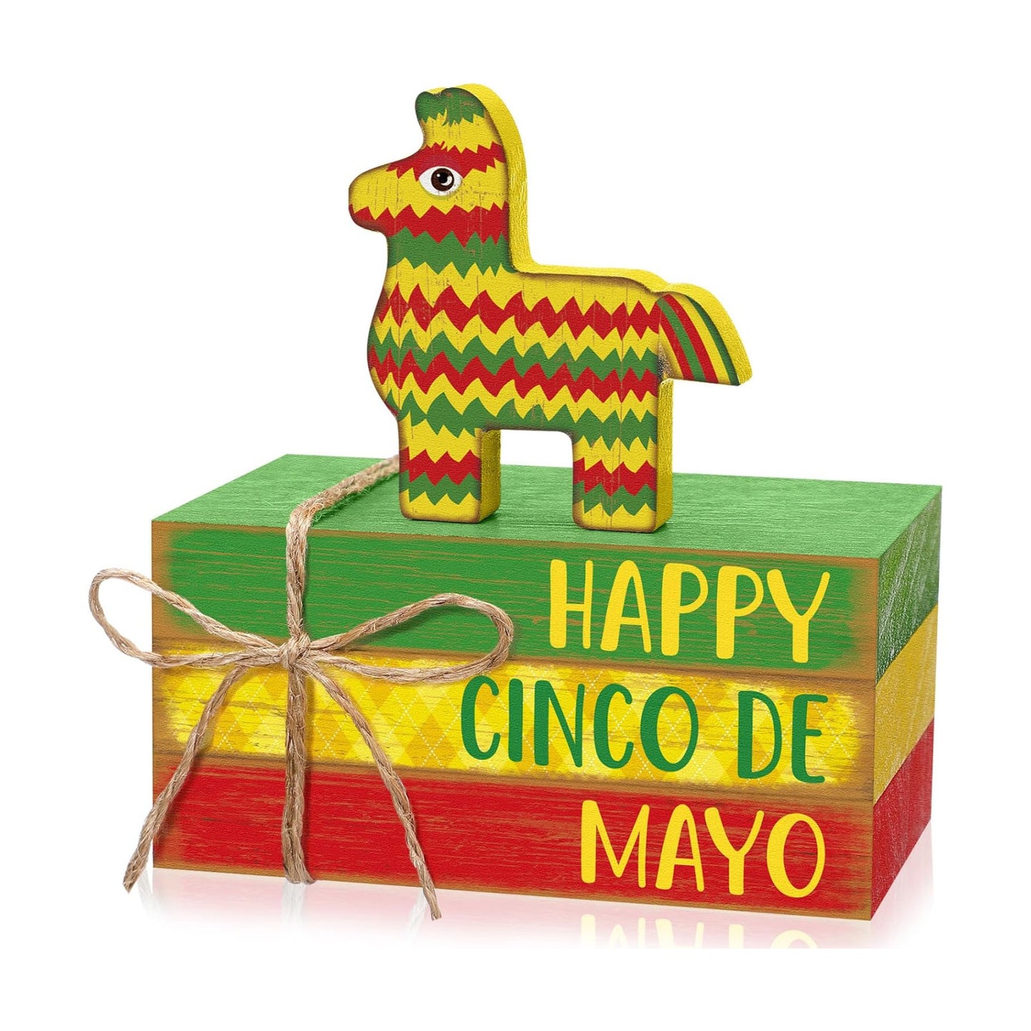 Decorations Wooden Mexican Table Decor Decorative Books Stack Signs / Cinco De Mayo / Set of 4