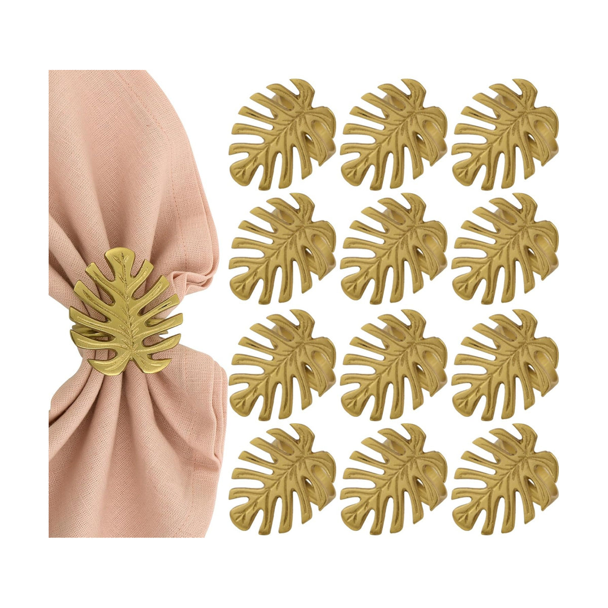Alpha Living Home Metal Napkin Rings, Antique Gold, 12-Pack