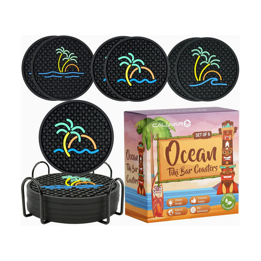 Holder / Coastal Home Decor / Tiki Bar Ocean / Set of 6