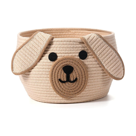 Dog Woven Basket Woven Cotton Rope Puppy Animal Storage Basket for Laundry Toy Gift / Khaki / 13 x 8