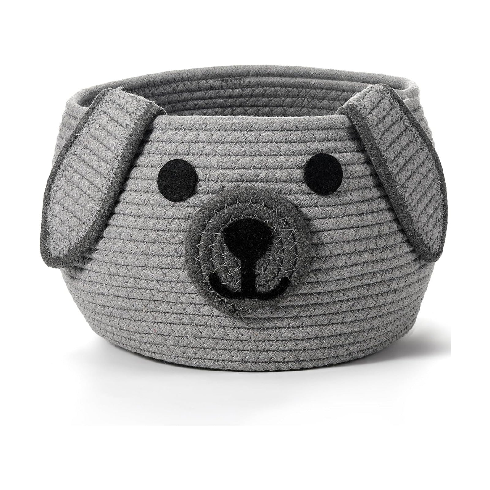 Dog Woven Basket Woven Cotton Rope Puppy Animal Storage Basket for Laundry Toy Gift / Gray / 13 x 8