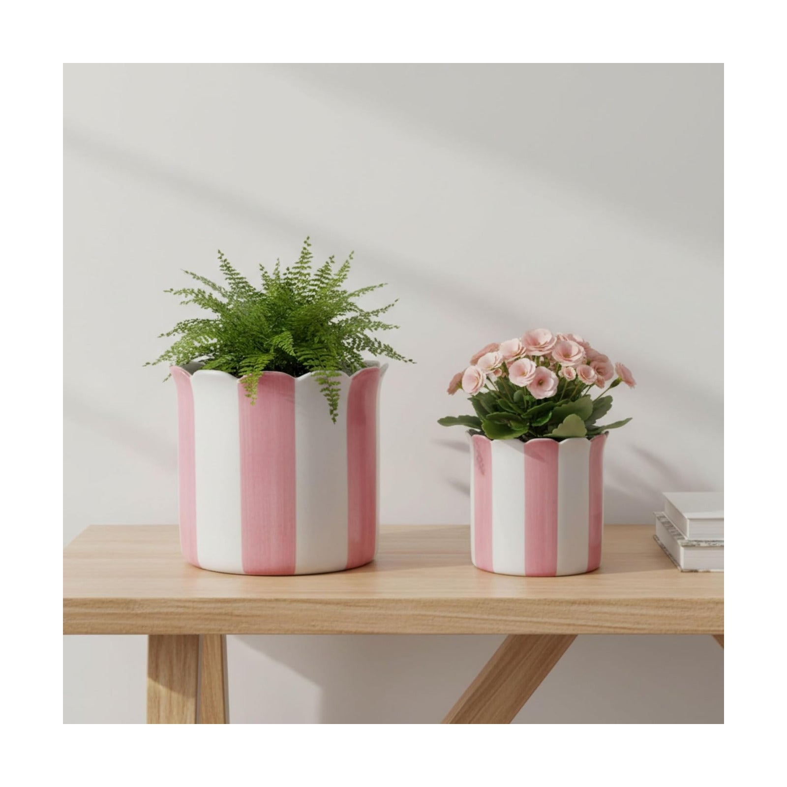 Ceramic Planters / Planter Pots for Greenery / 6 x 6 x 6 / and / Pink / Set of 2