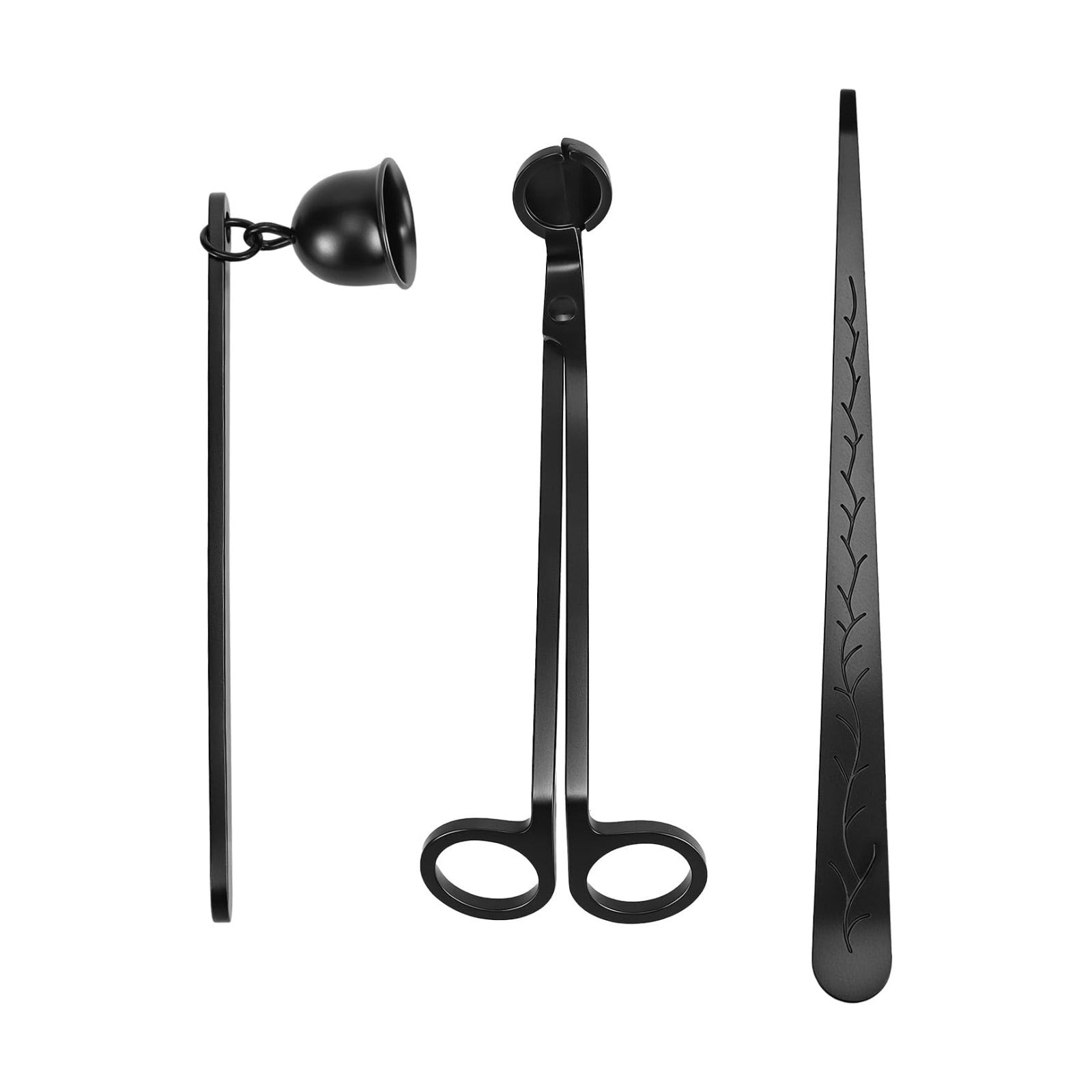 QWORK® 3 in 1 Candle Snuffer Set, Stainless Steel Wick Scissors for Candles, Candle Care Set with Extinguisher Tongs