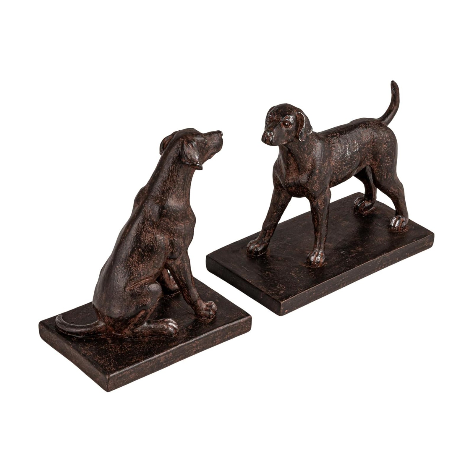 2-Piece Resin Dog Bookends / Black