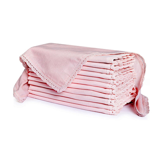 Ramanta Home PinkLinen Flax Cloth Napkins Set of 12, 18x18 Inches | Flax Lace Cotton Linen Reusable Decorative