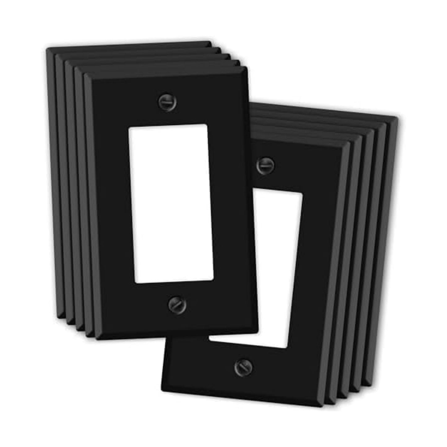 (10 Pack) Black Metal Rocker Switch Wall Plate, Black Outlet Cover, 1-Gang Standard Size, 4.5" x 2.76", Matte Black