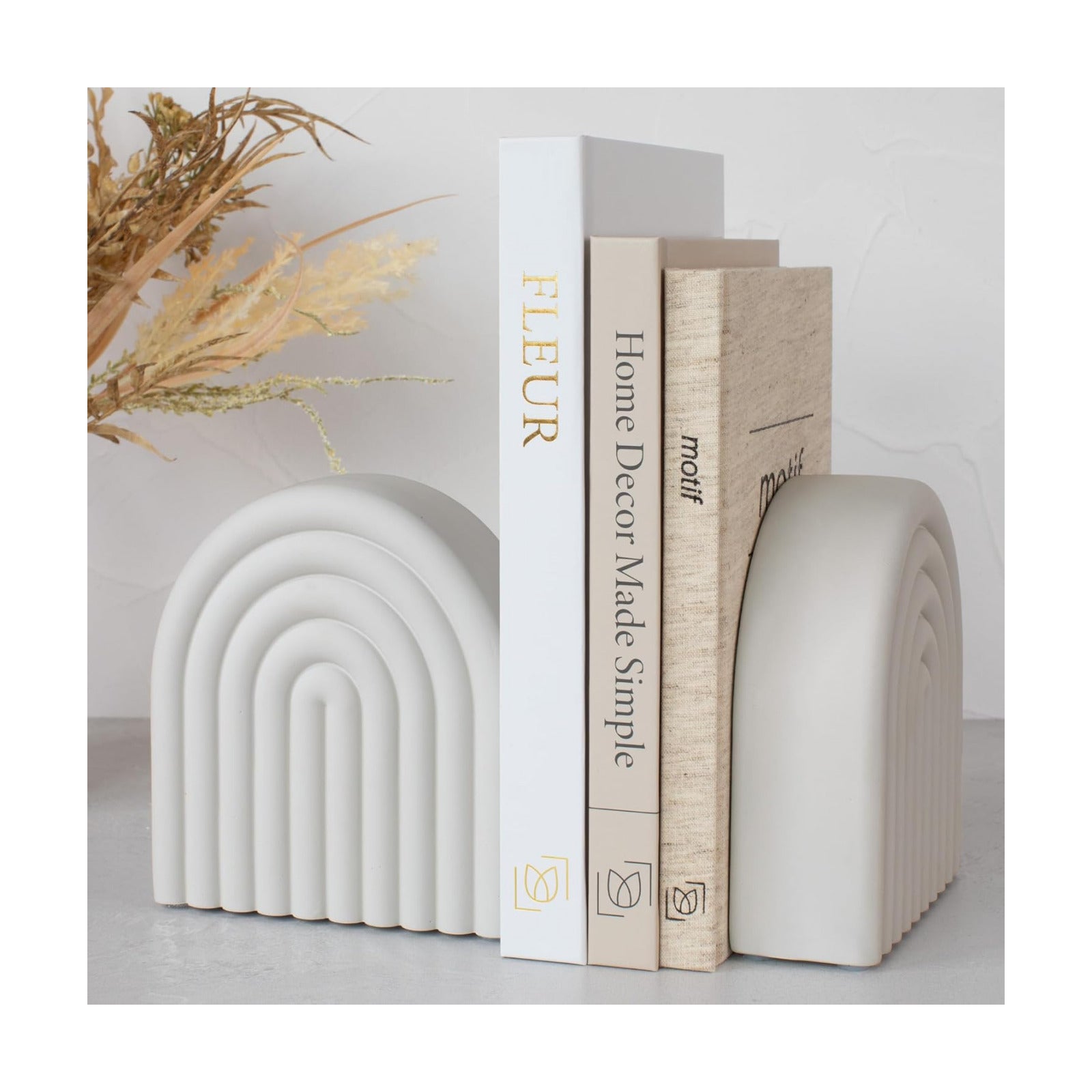 Aesthetic Book / Decorative Concrete Bookends for Heavy Books / Set of 2