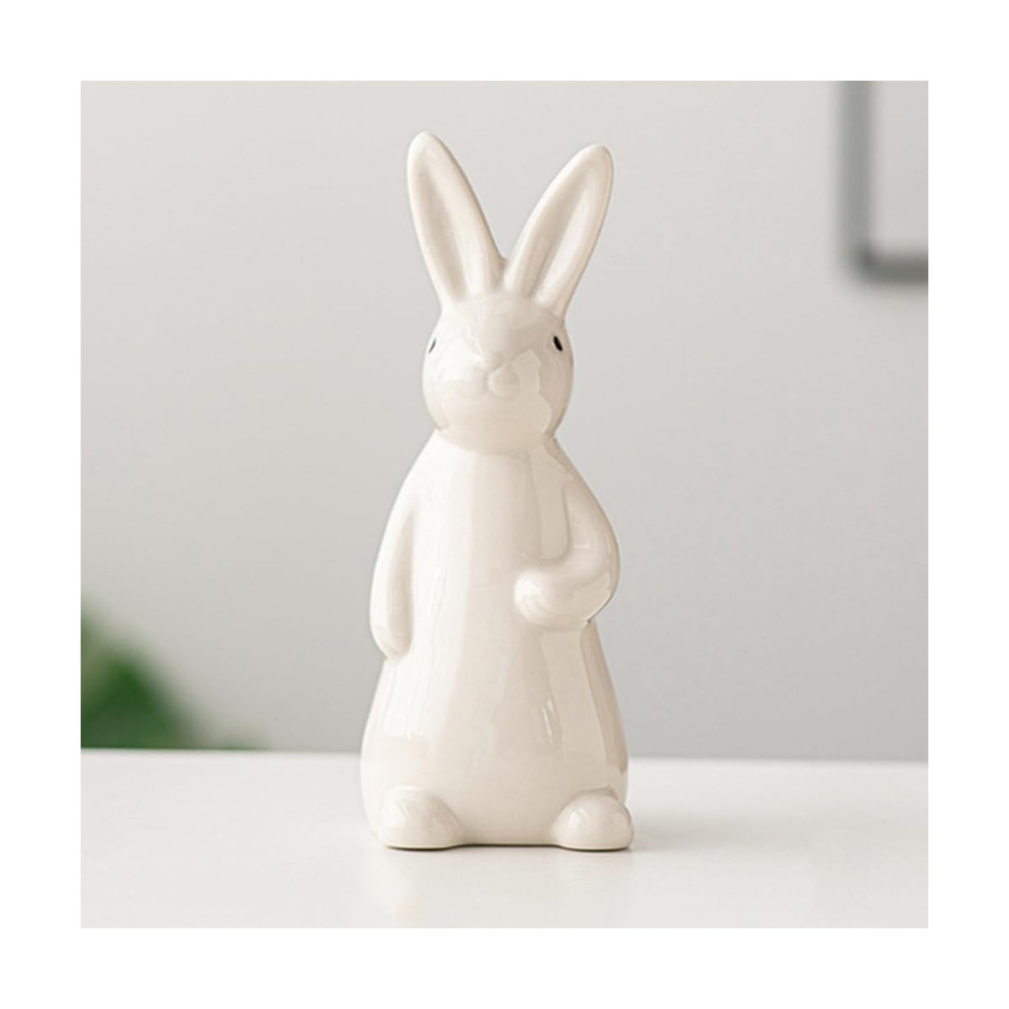 Ceramic Bunny Rabbits Figurine Decor / Large / White