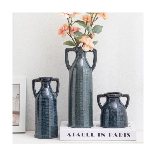 Rustic Vases Set for Flower Centerpieces Pampas Grass / 105-blue / Set of 3