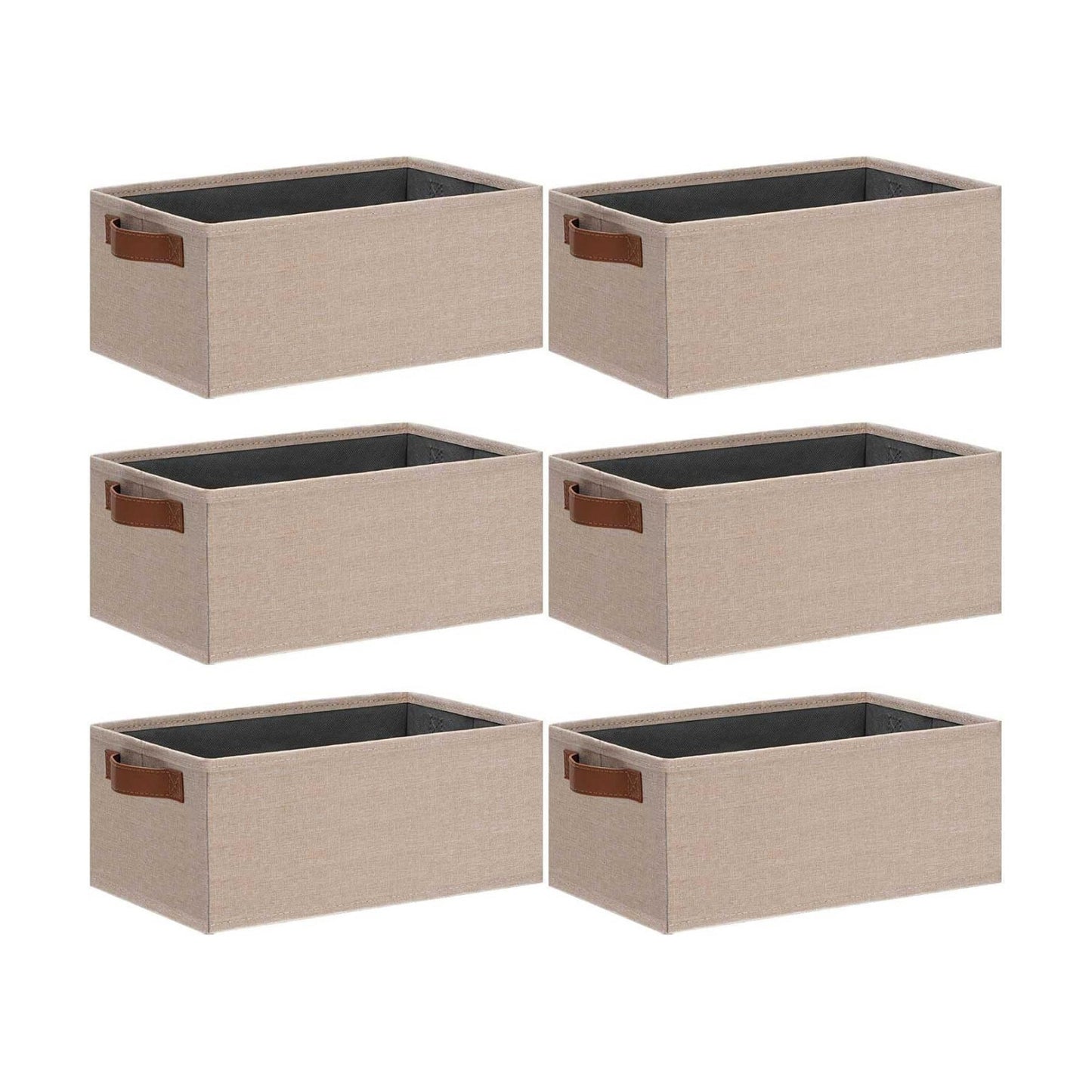 Storage Basket / Fabric Storage Bins / 11.8 x 7.87 x 5.11 / Small / Beige Yellow / Set of 6