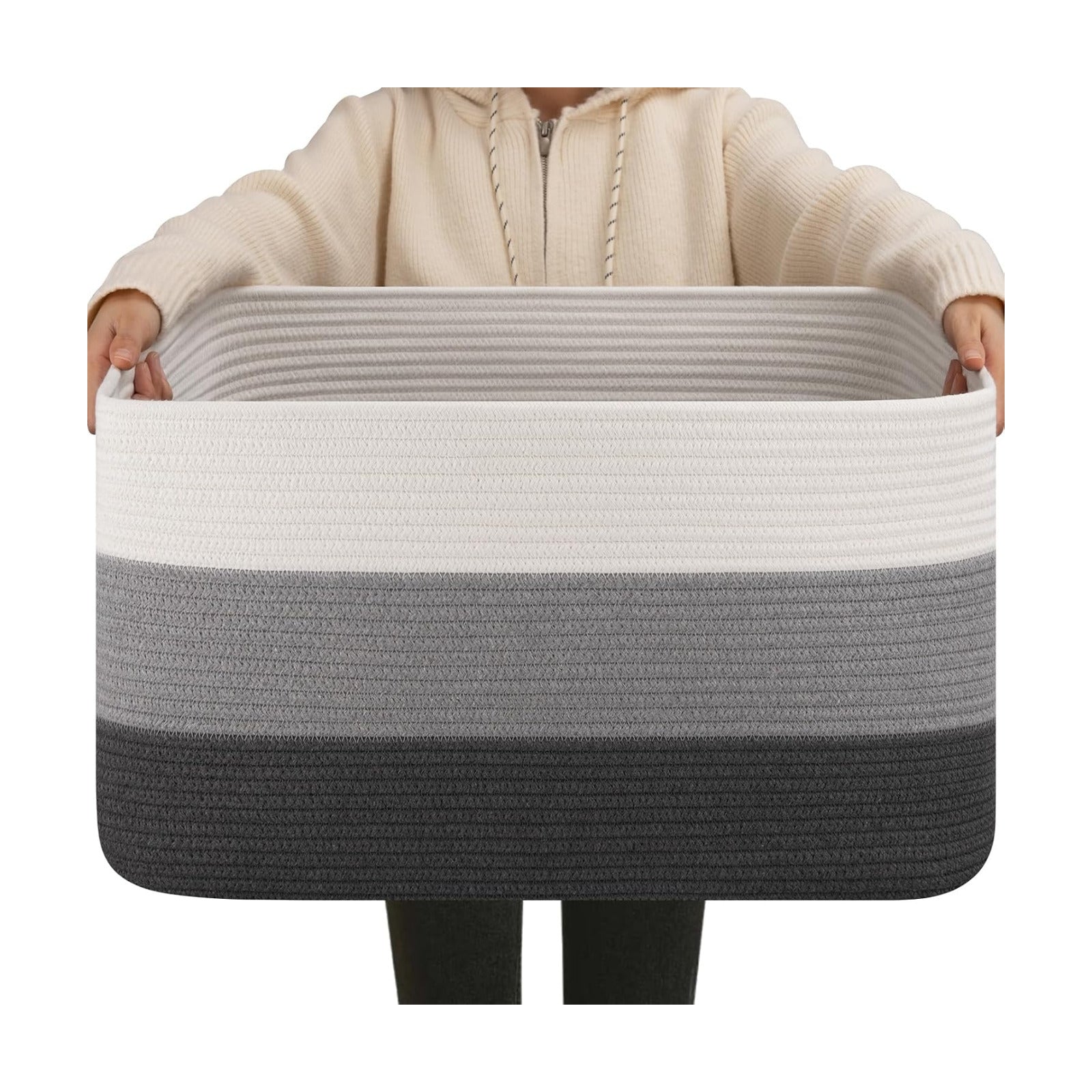 Rectangle Woven Baskets for Storage / Gradient Dark Grey / 22 x 17 x 12