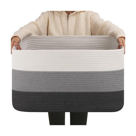 Rectangle Woven Baskets for Storage / Gradient Dark Grey / 22 x 17 x 12