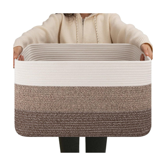 Rectangle Woven Baskets for Storage / Gradient Dark Brown / 22 x 17 x 12