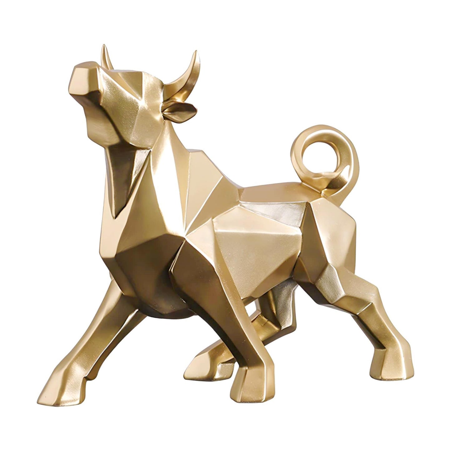 Geometric Resin Bullish Cattle Statues / Gold Bull
