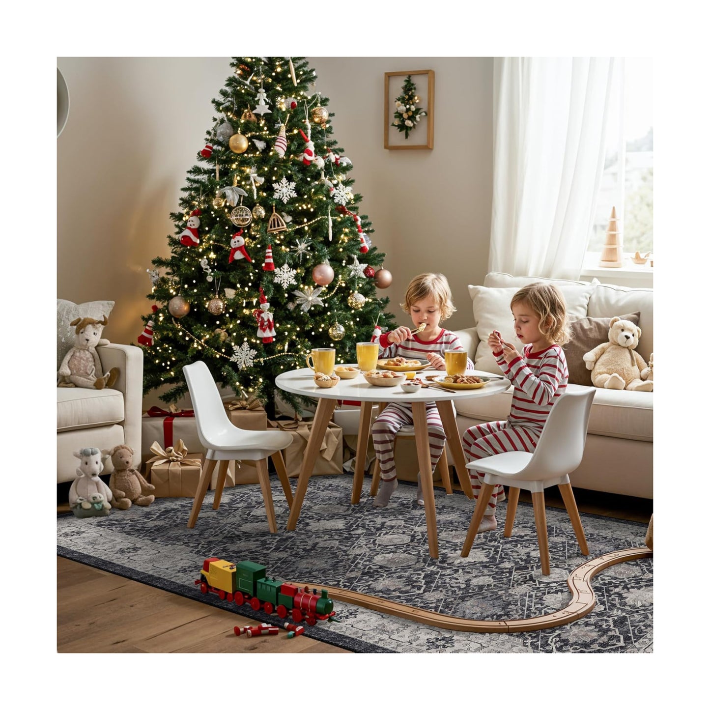 Washable 4x8 Hallway Runner Rug: Vintage 8ft Soft Runners for Entry Living Room Wide Low Pile Carpet with Non-Slip