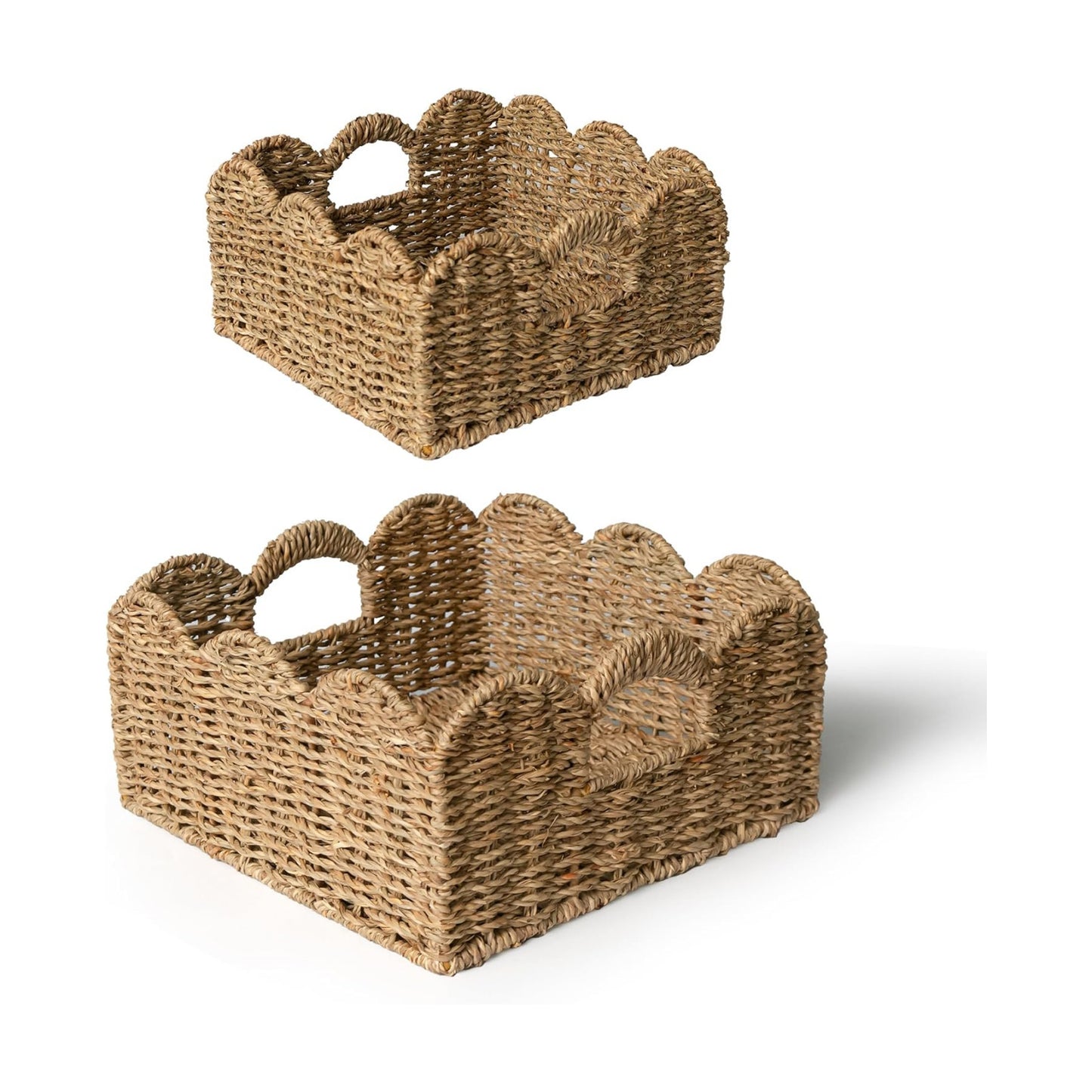 KOKODO Scalloped Storage Baskets / Set 2, Seagrass / Square Scallop / Set of 2