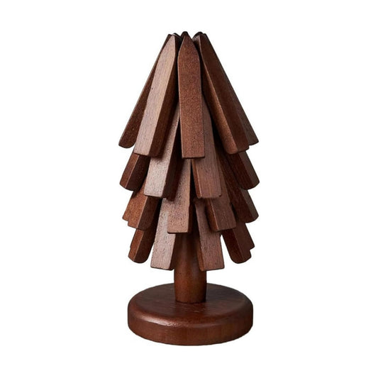 Trivets for Hot Dishes, 4 Artful Foldable Wooden Hot Pads for the Kitchen, Store as a Decorative Christmas Tree for