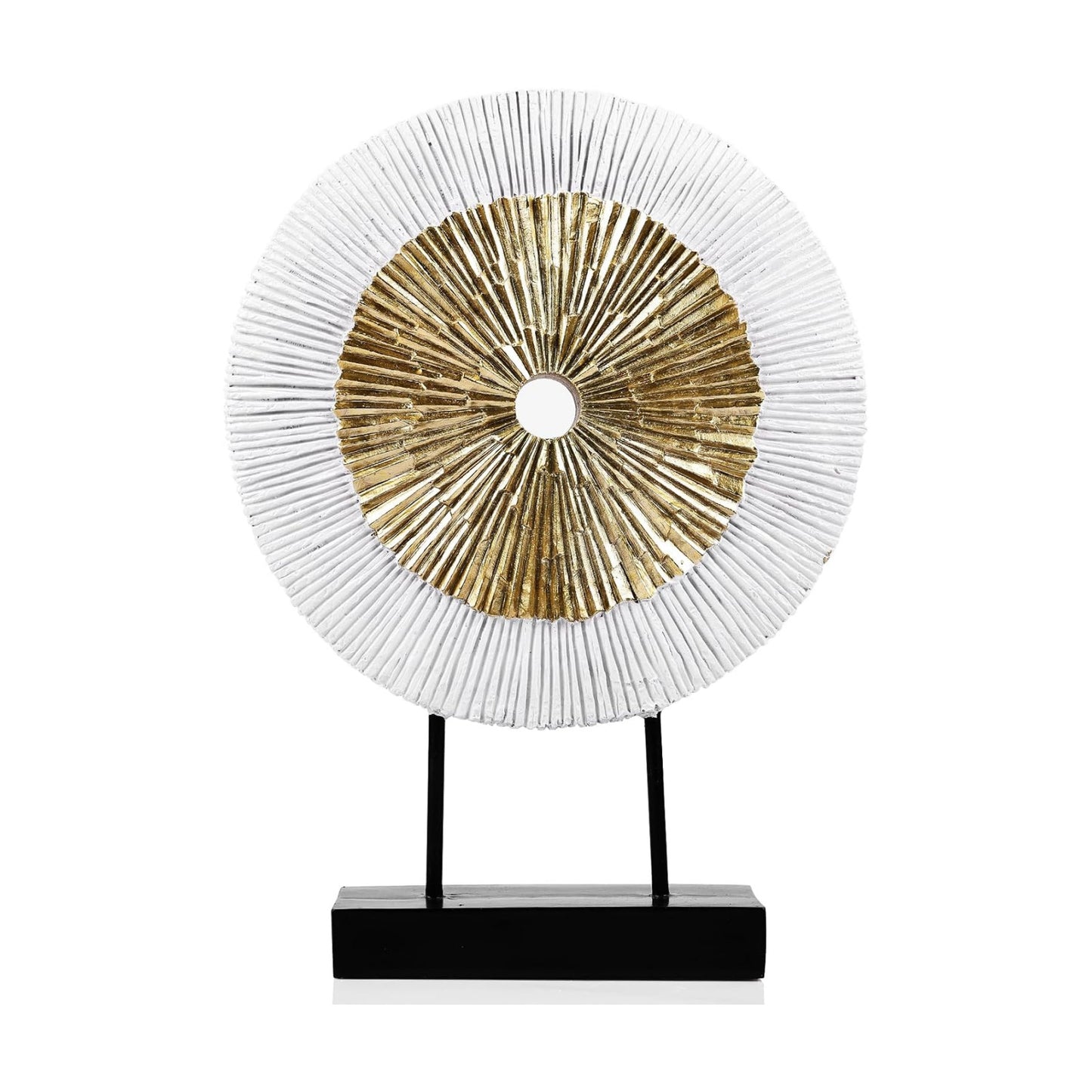Wood Color Round Irregular line Statue / White Gold