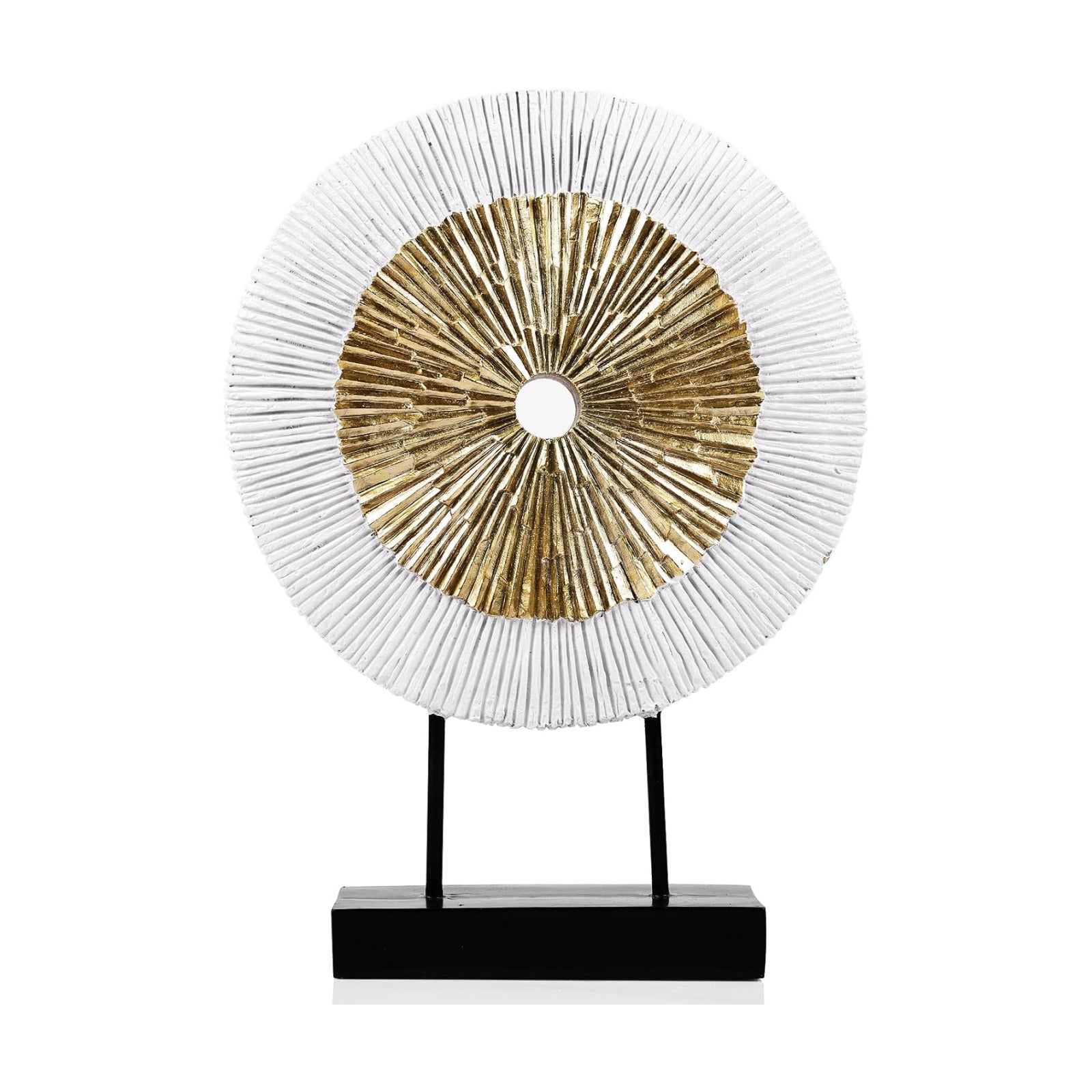 Wood Color Round Irregular line Statue / White Gold