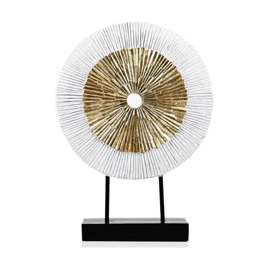 Wood Color Round Irregular line Statue / White Gold