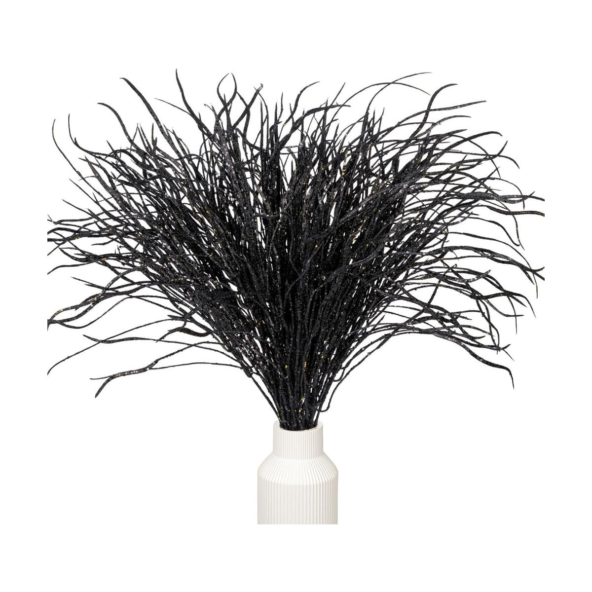 5 Pcs Halloween Picks and Sprays Black Artificial Curly Willow Branches 27.4Inch Floral Twig Stems Sticks Vase Fillers Black Halloween Ornament for Centerpieces Party Holiday Christmas Decorations