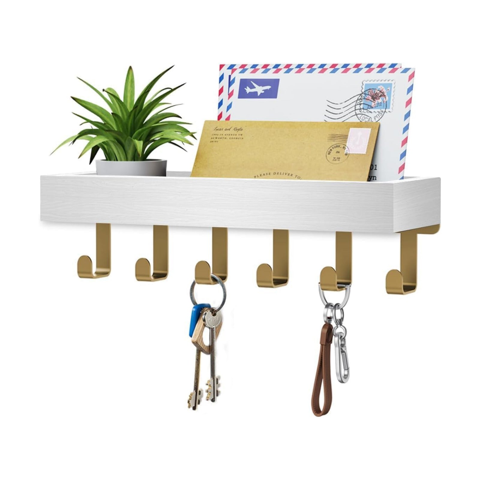 Key Holder Wall Mount Adhesive Magnetic / Gold White / Medium