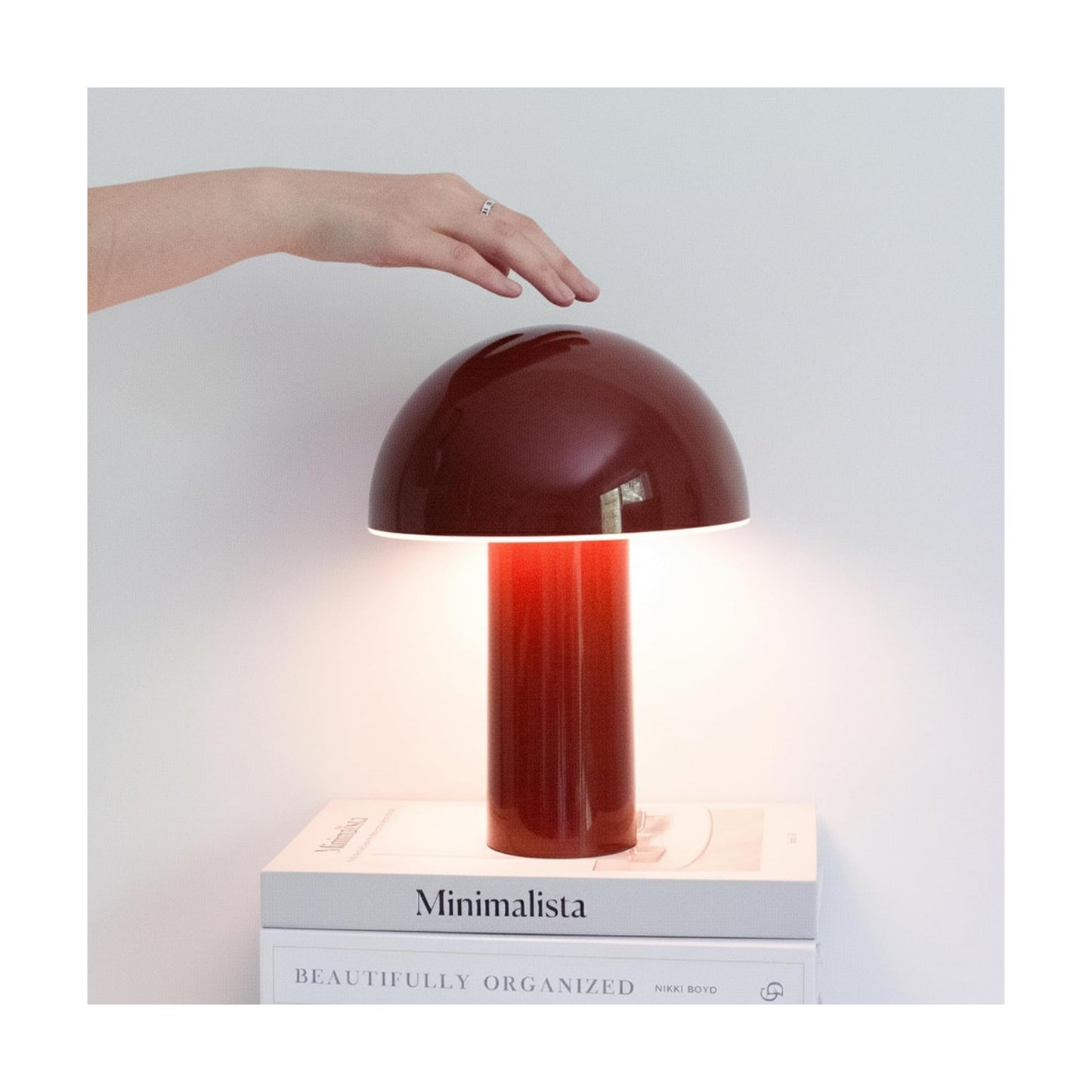 Brightech Celia Mood Lamp – 10" Touch-Controlled Mushroom Table Lamp, Cordless & Dimmable LED, Portable & Rechargeable