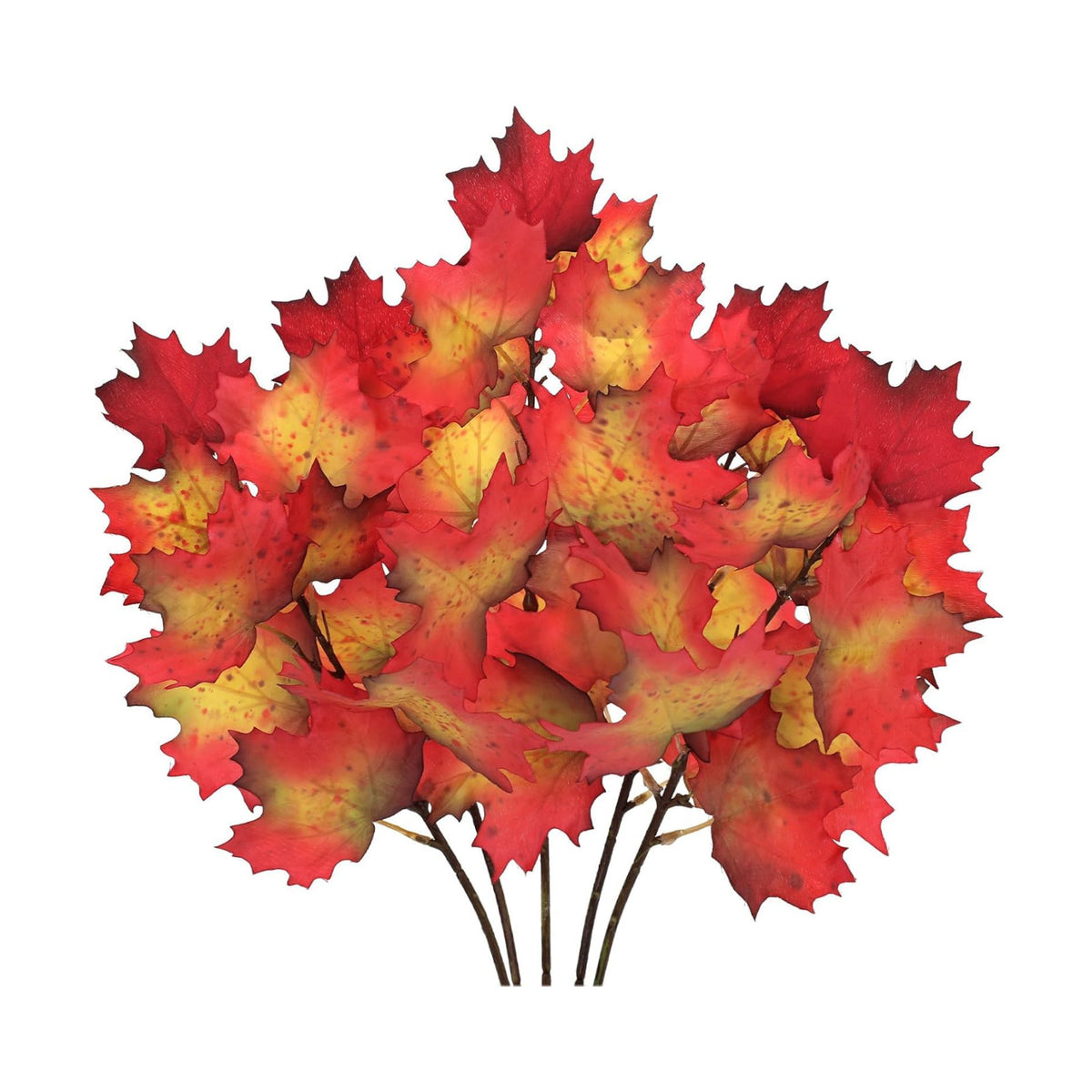 5 Pcs Fake Fall Maple Leaves Stems 19.6” Artificial Autumn Foliage Branches