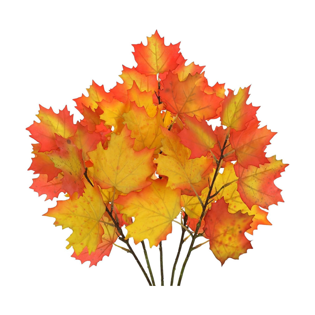 5 Pcs Fake Fall Maple Leaves Stems Artificial Autumn Foliage Branches
