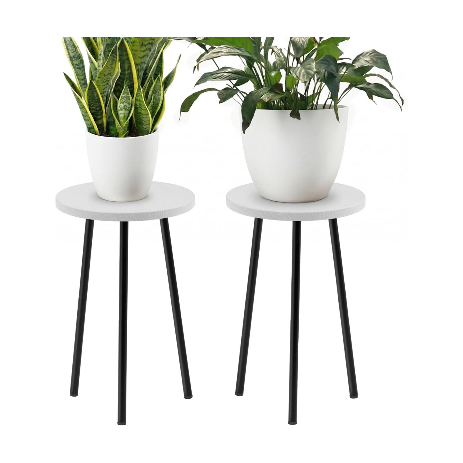 Plant Stand Indoor 2 Pack: 20 Inch Tall Indoor Plant Stand -Plant Table | Mid Century Modern Decor - Small Round Plant