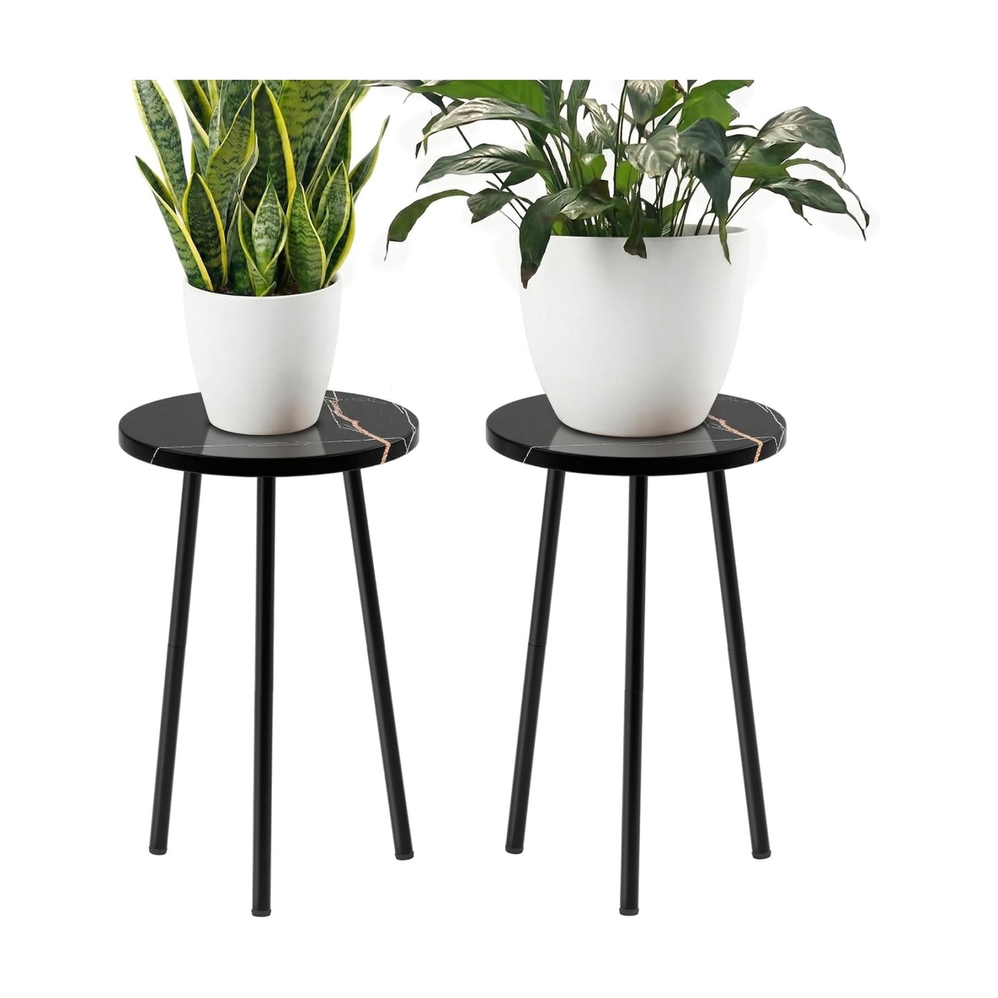 Plant Stand Indoor 2 Pack: Corner Wood 20 Inch Plant Stand - Plant Table | Mid Century Modern Decor - Small Round Plant