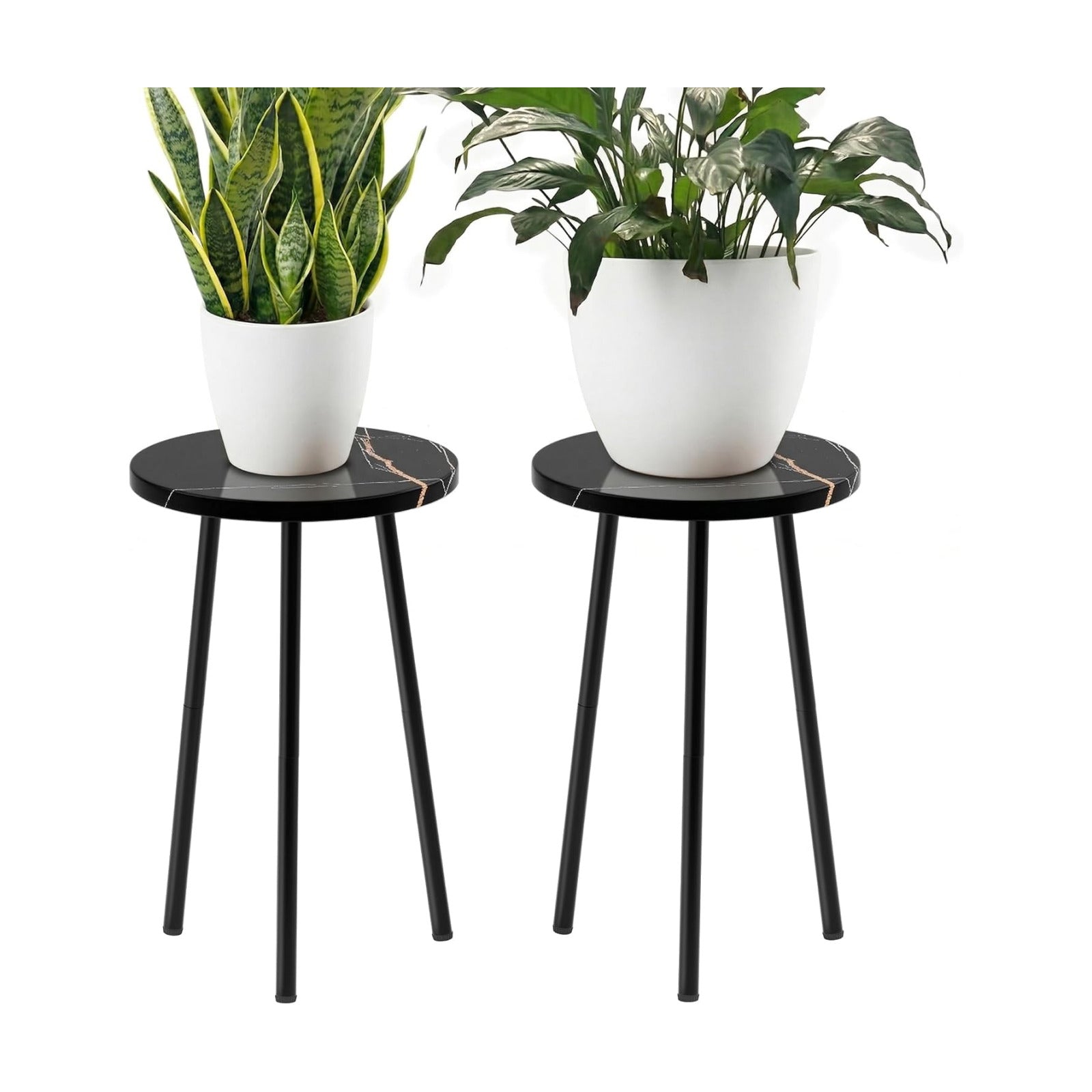 Plant Stand Indoor 2 Pack: Corner Wood 20 Inch Plant Stand - Plant Table | Mid Century Modern Decor - Small Round Plant