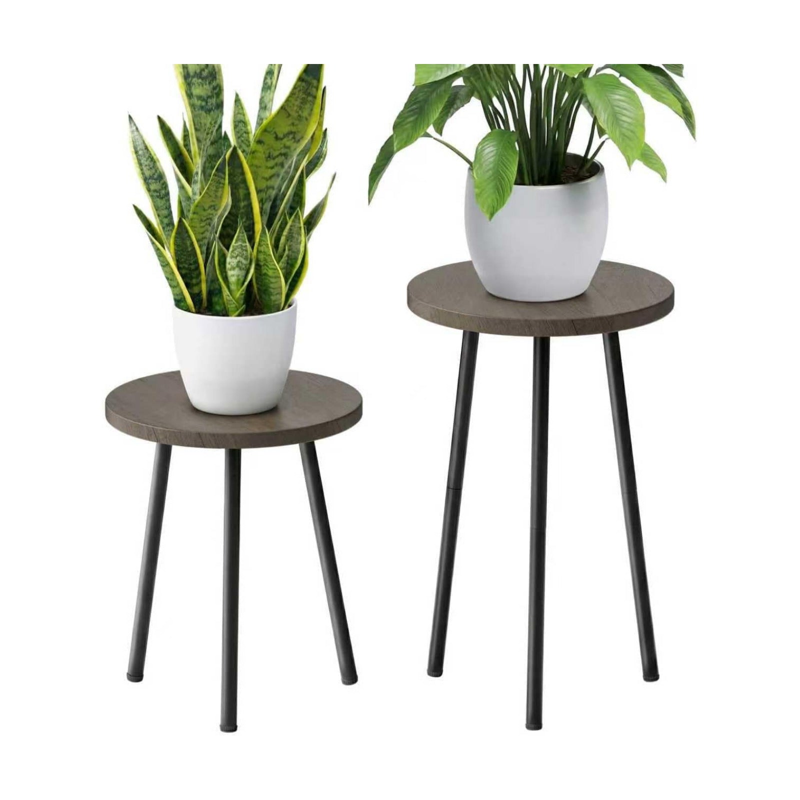 Plant Stand Indoor 2 Pack: Corner Wood Indoor Plant Stand - Plant Table | Mid Century Modern Decor - Smal Round Plant