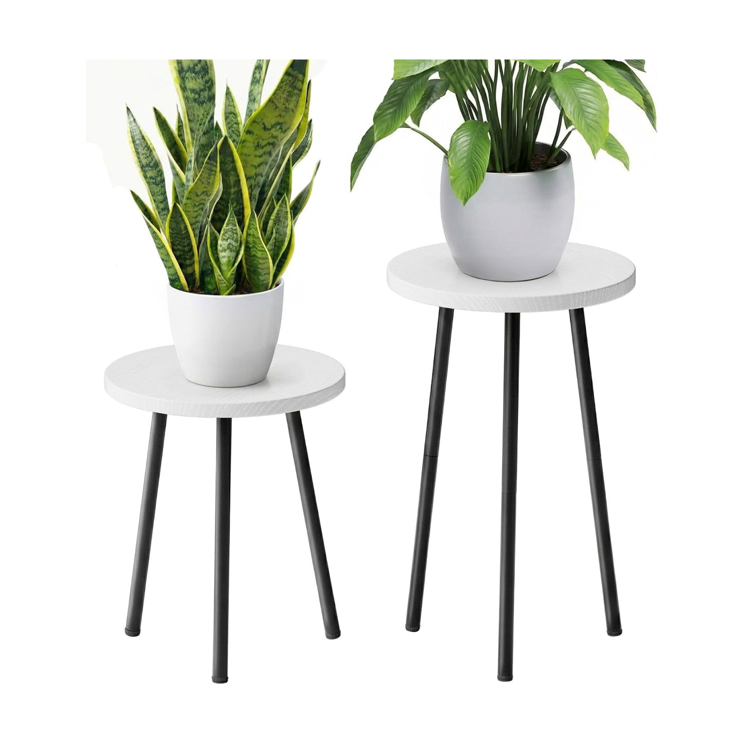 Plant Stand Indoor 2 Pack: Corner Wood Plant Stand Indoor Plant Stand | Mid Century Modern Decor - Small Round Plant