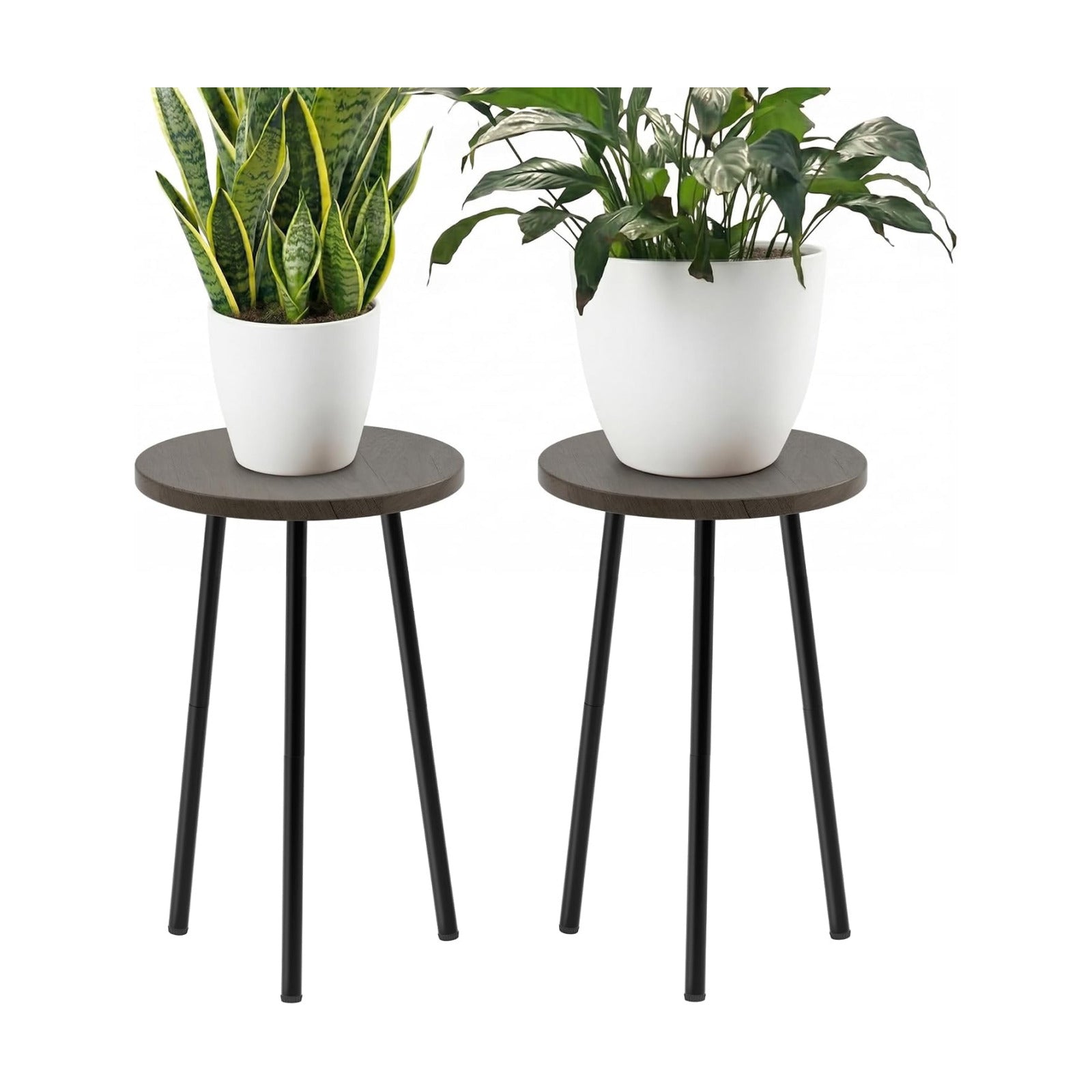 Plant Stand Indoor 2 Pack: Corner Wood 20 Inch Plant Stand - Plant Table | Mid Century Modern Decor - Small Round Plant