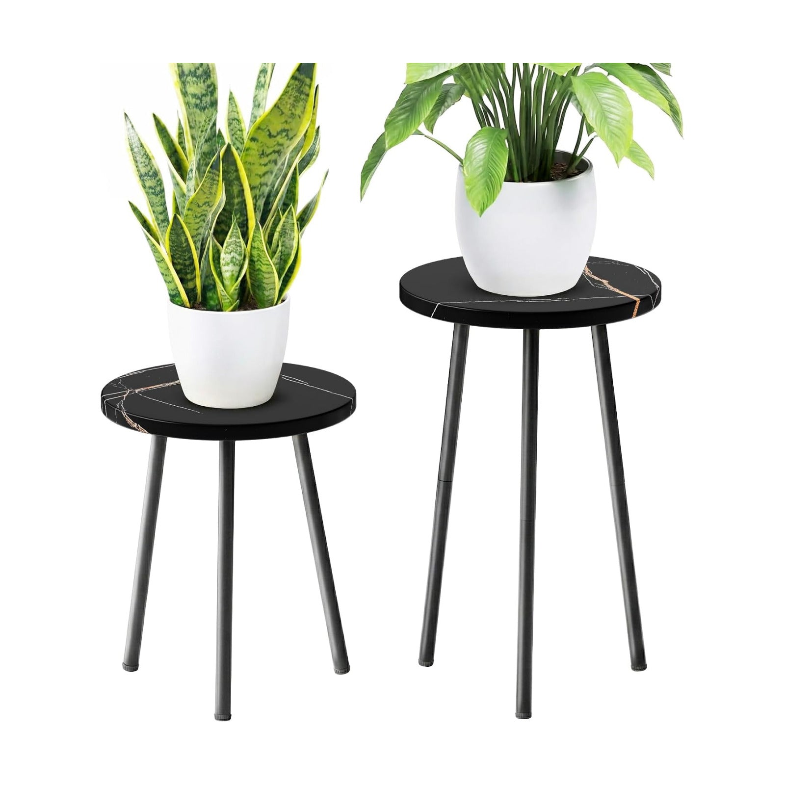 Plant Stand Indoor 2 Pack: Indoor Plant Stand Mid Century Modern Decor | Small Round Plant Table for Indoor Plants