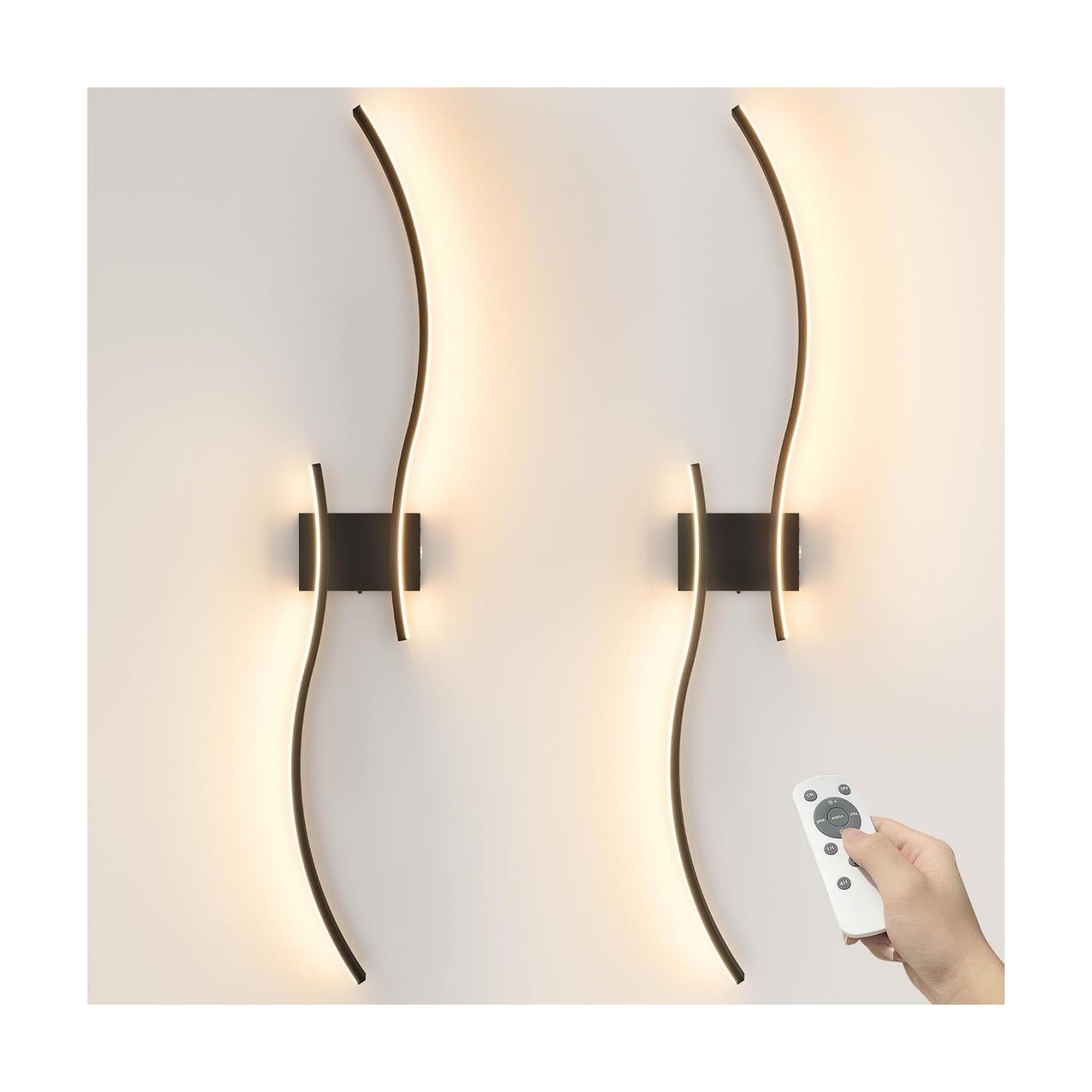 VOLISUN Battery Operated Wall Sconces Set of Two, 39.4 inch Wireless Wall Sconces, 3000K-6500K Dimmable Wall Lamps with