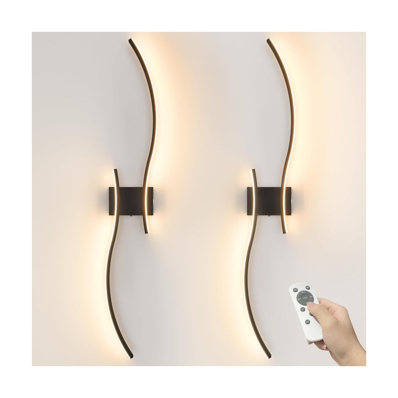 VOLISUN Battery Operated Wall Sconces Set of Two, 39.4 inch Wireless Wall Sconces, 3000K-6500K Dimmable Wall Lamps with