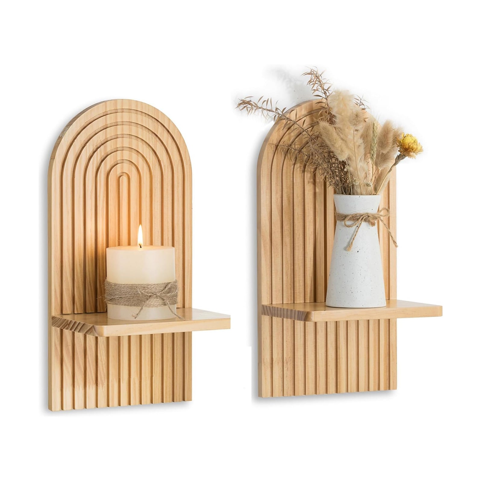 Modern Minimalist Mid Century Wall Candle Holder / Natural
