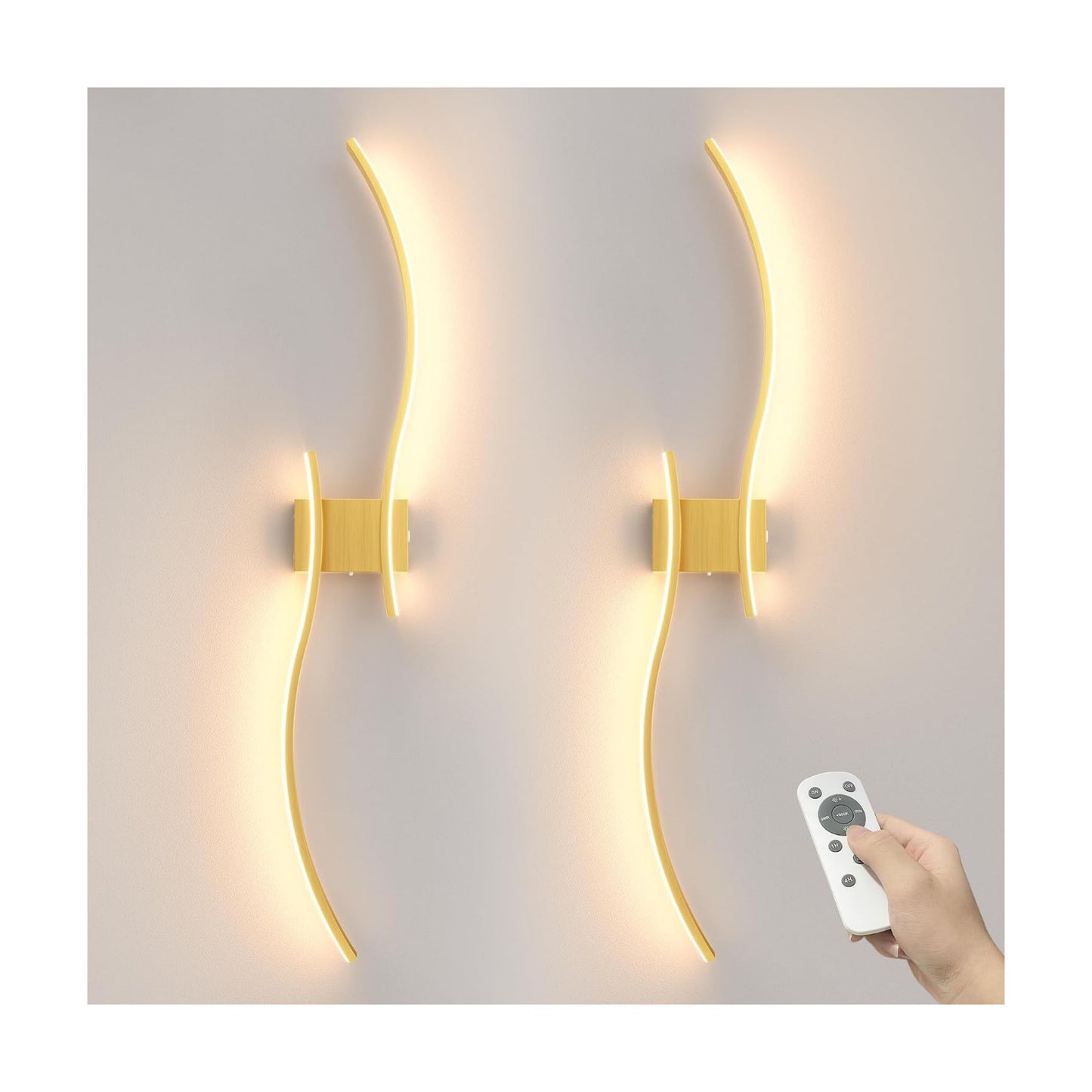 VOLISUN Battery Operated Wall Sconces Set of Two, 39.4 inch Wireless Wall Sconces, 3000K-6500K Dimmable Wall Lamps with