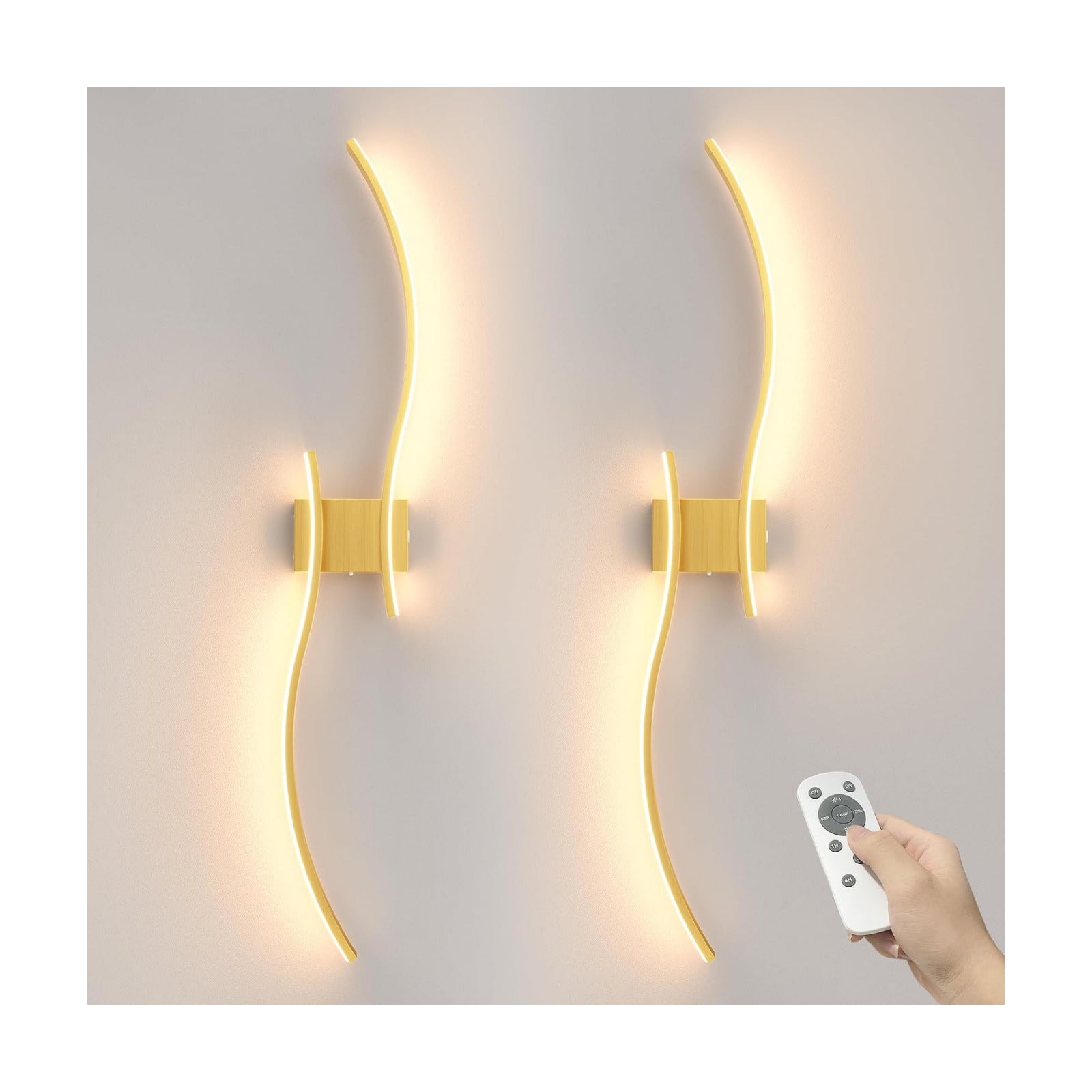 VOLISUN Battery Operated Wall Sconces Set of Two, 39.4 inch Wireless Wall Sconces, 3000K-6500K Dimmable Wall Lamps with