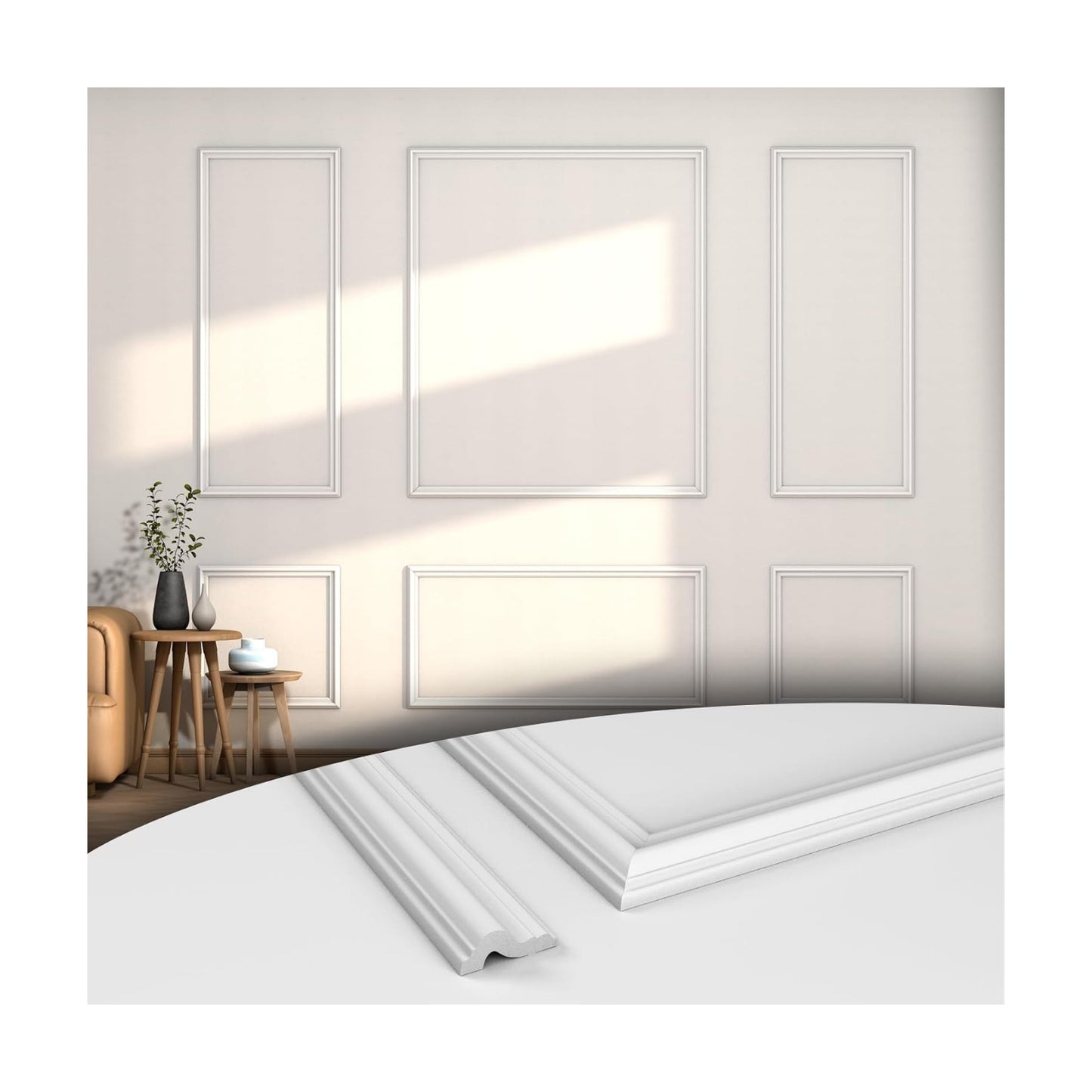 Pre-Cut Wall Molding kit / 6 Frames, Style 2 / White / Set of 6