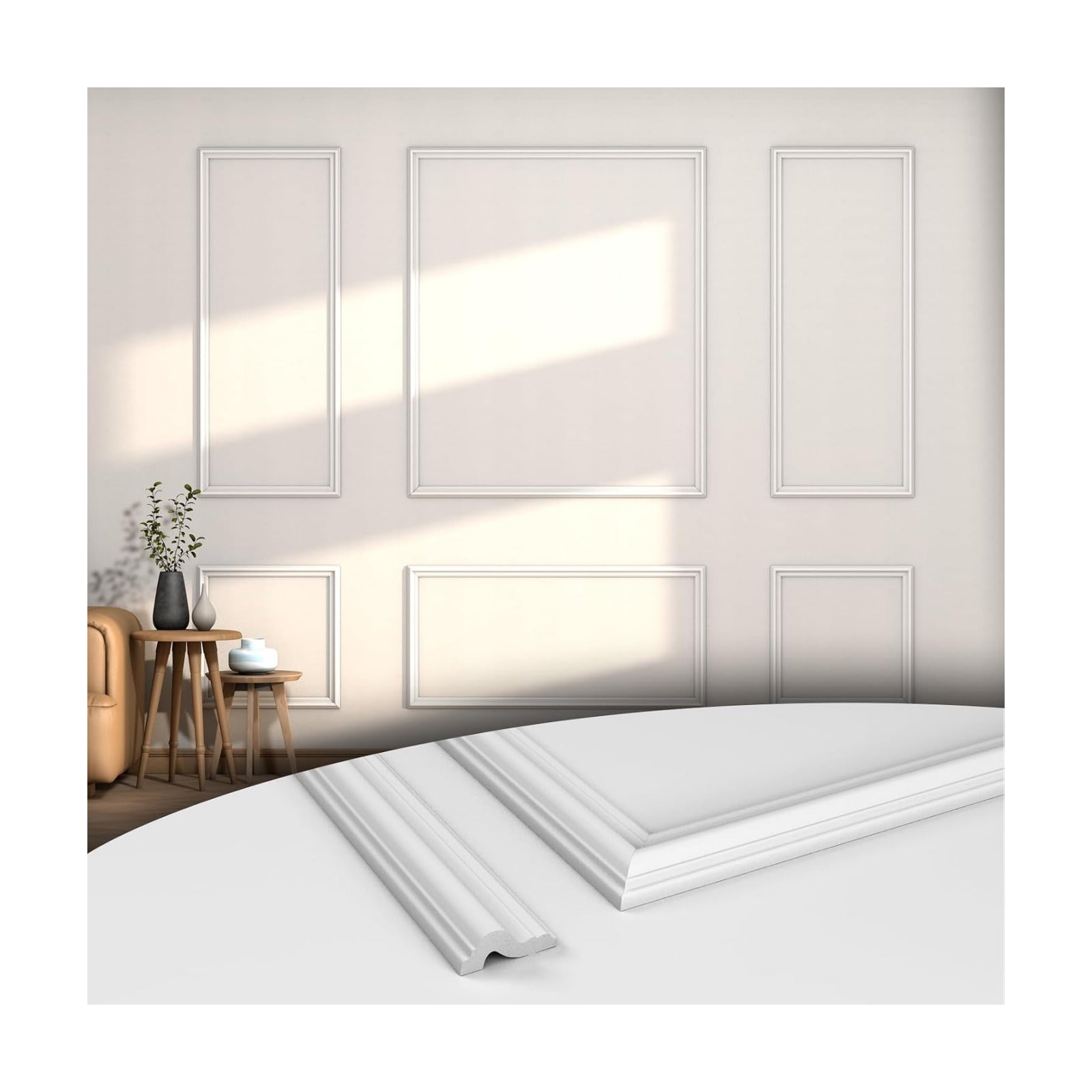 Pre-Cut Wall Molding kit / 6 Frames, Style 2 / White / Set of 6