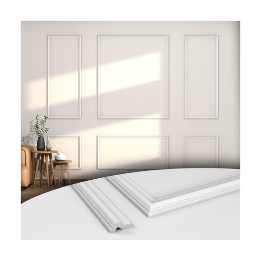 Pre-Cut Wall Molding kit / 6 Frames, Style 2 / White / Set of 6