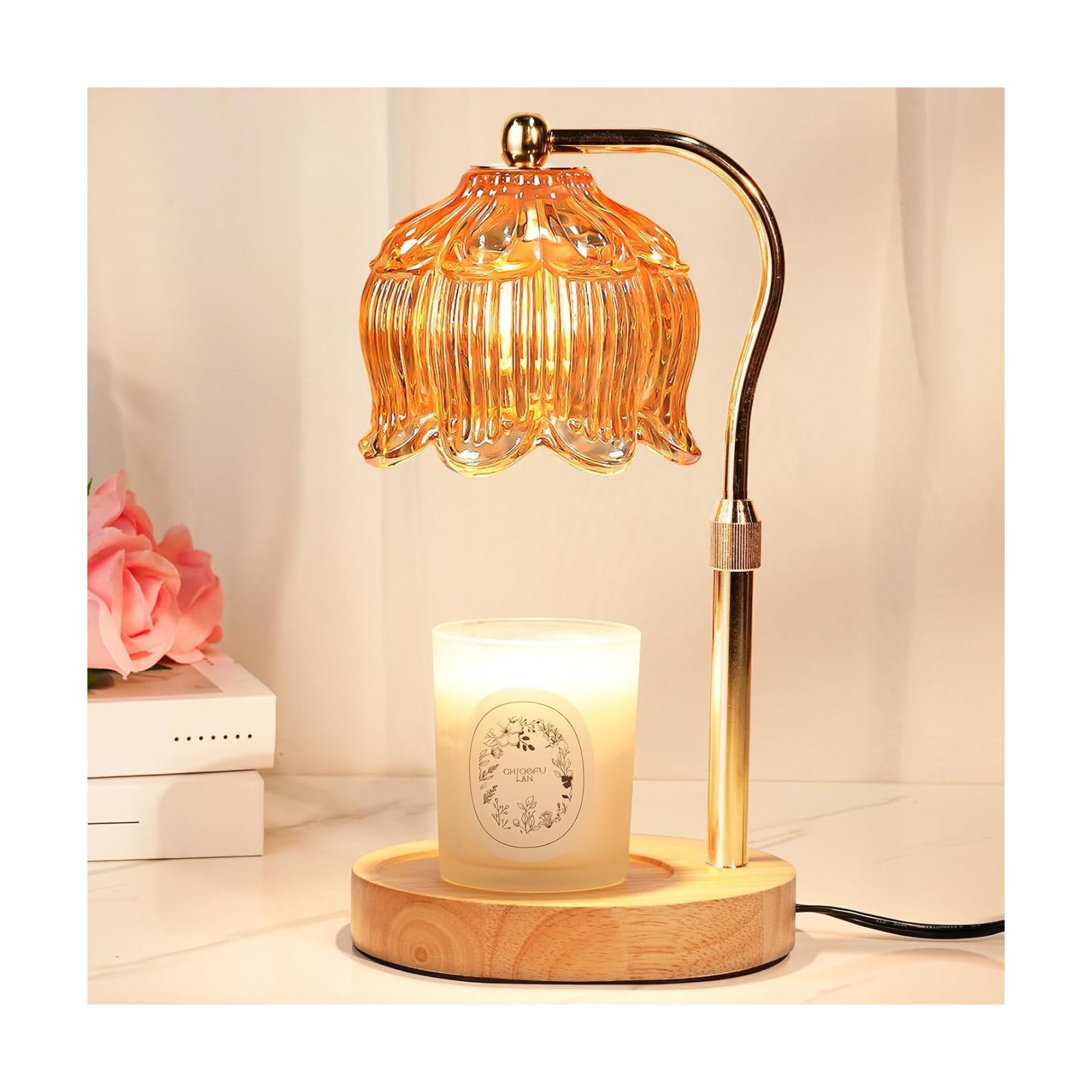 Funistree Flower Candle Warmer Lamp with Timer, Dimmable Candle Lamp Warmer, Christmas Birthday Gifts for Women Mom