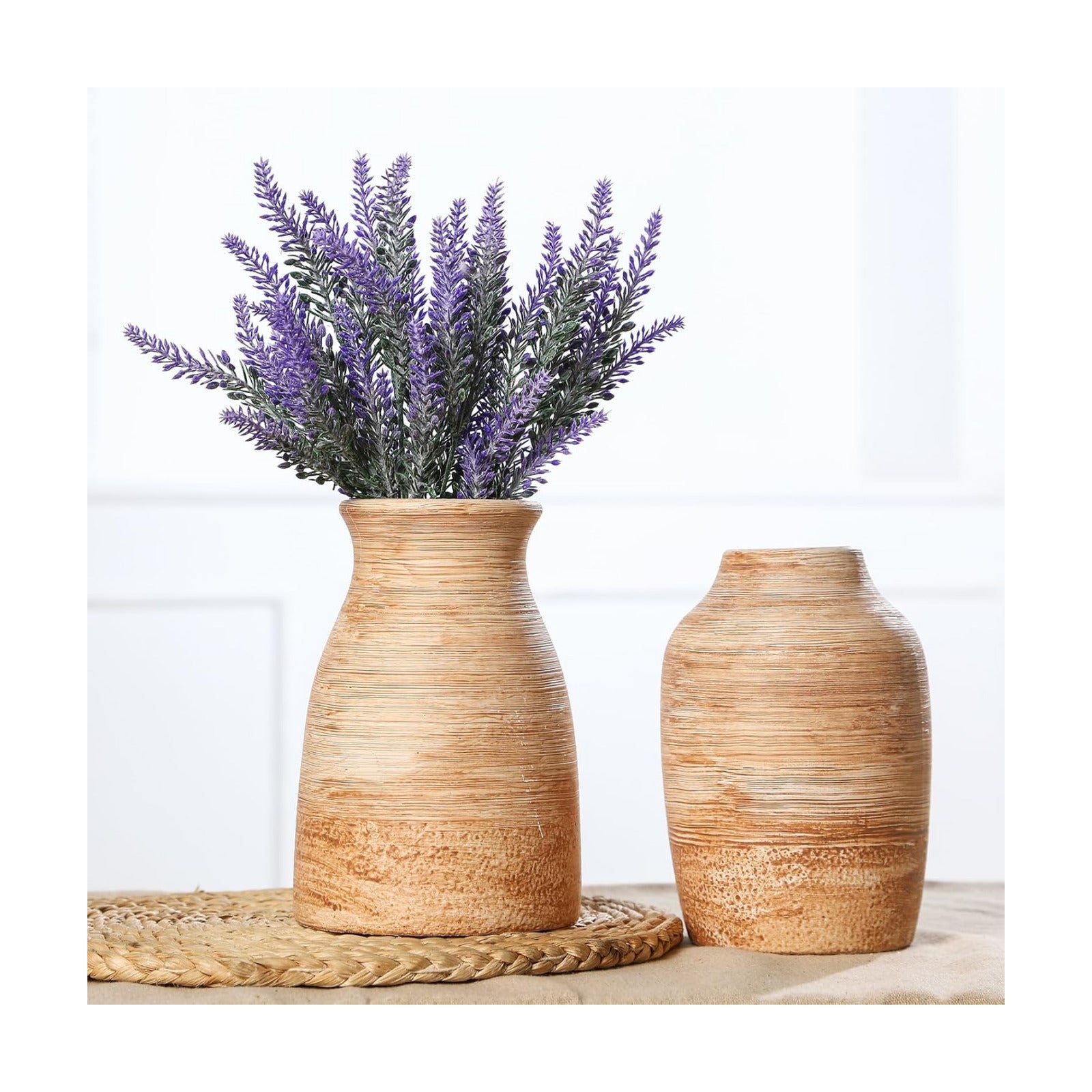 Ceramic Rustic Vase Neutral Terracotta Vases / Set of 2