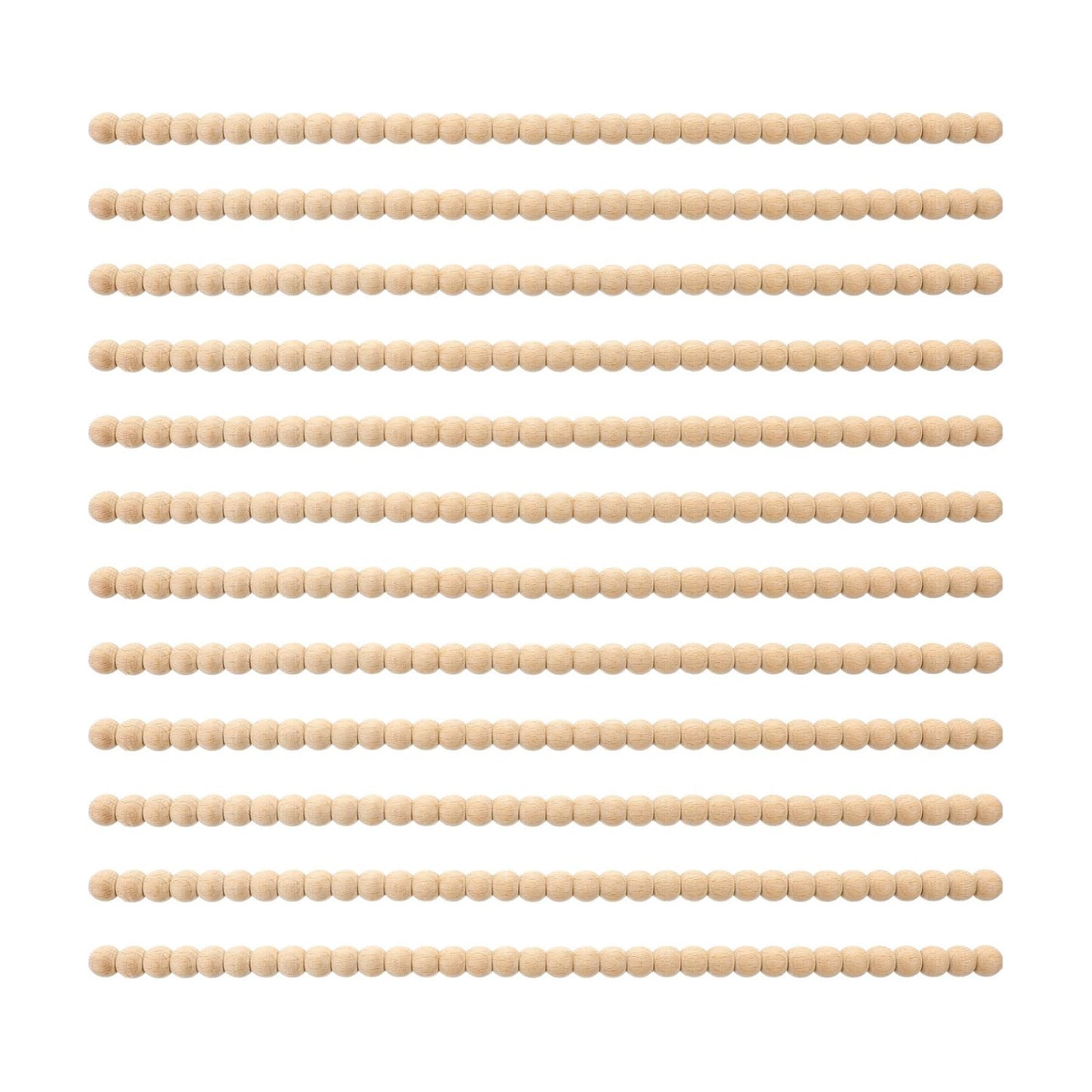 Decorative Beaded Wood Trim Molding Half Wooden Beads Bobbin Trims / 14 Mm / 15.75 Inch / Set of 12