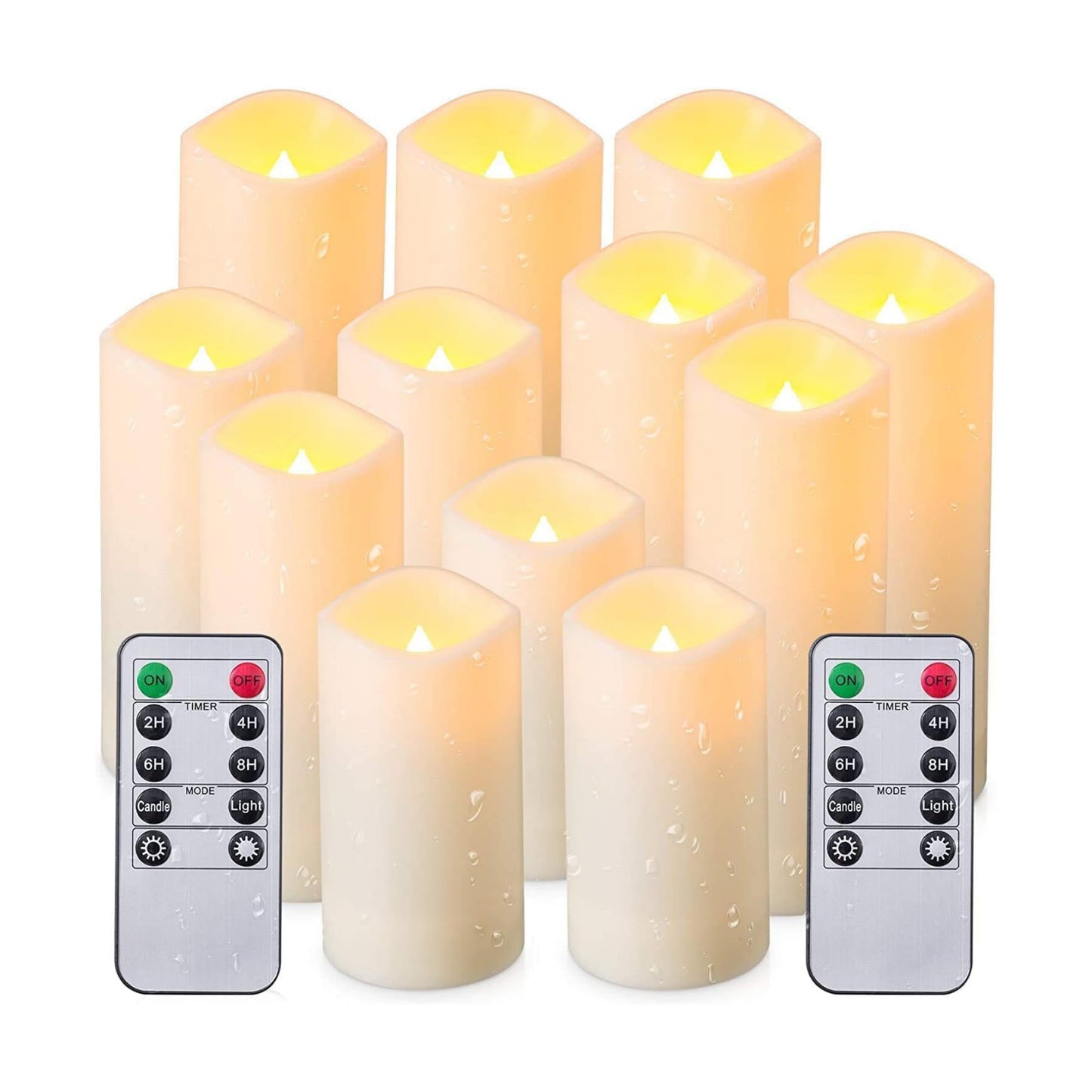 CLTNIKET12-Pack LED Flameless Candles(D 2.2''X H 4'' 5'' 6'' 7'') with Remote Control Waterproof Outdoors & Indoors